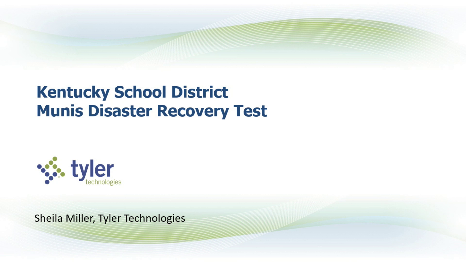 Munis Disaster Recovery Test 2018